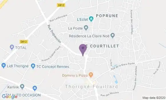 Localisation Crédit Agricole Agence de Thorigné Fouillard