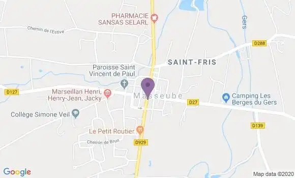 Localisation Crédit Agricole Agence de Masseube