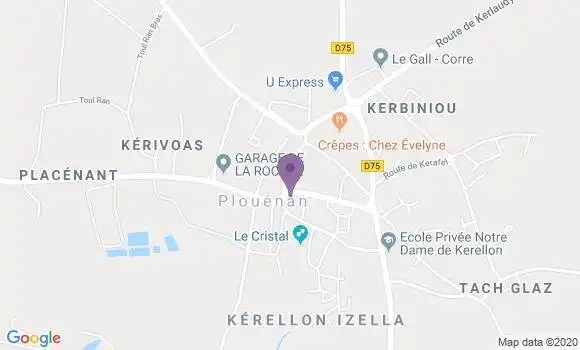 Localisation Crédit Agricole Agence de Plouénan