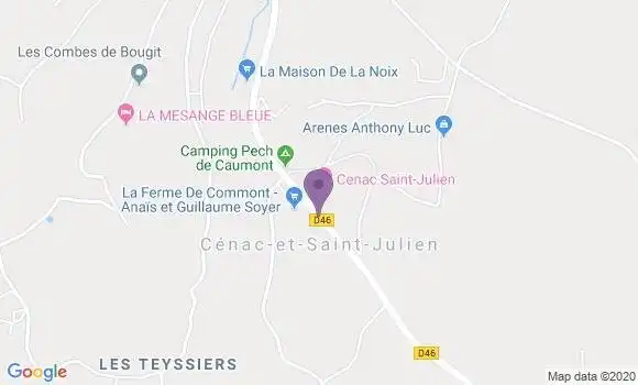 Localisation Crédit Agricole Agence de Cénac et Saint Julien