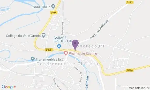 Localisation Crédit Agricole Agence de Gondrecourt le Château