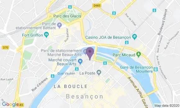 Localisation Crédit Agricole Agence de Besançon Entreprises