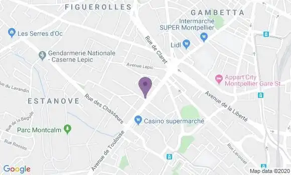 Localisation Crédit Agricole Agence de Montpellier Avenue de Toulouse