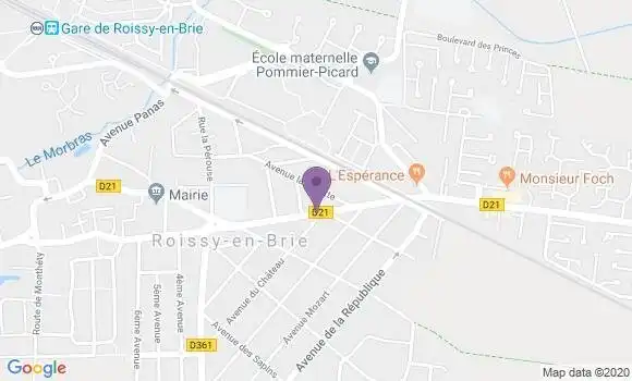 Localisation Crédit Agricole Agence de Roissy en Brie