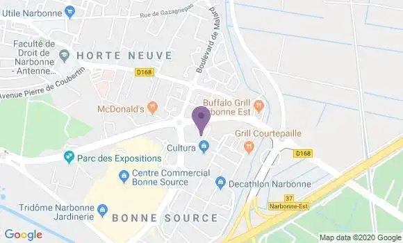 Localisation Crédit Agricole Agence de Narbonne Bonne Source