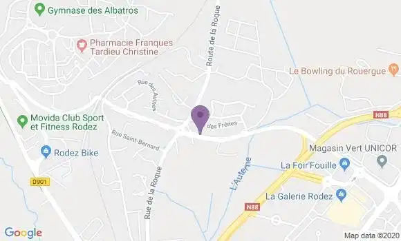 Localisation Crédit Agricole Agence de Rodez Quatre Saisons