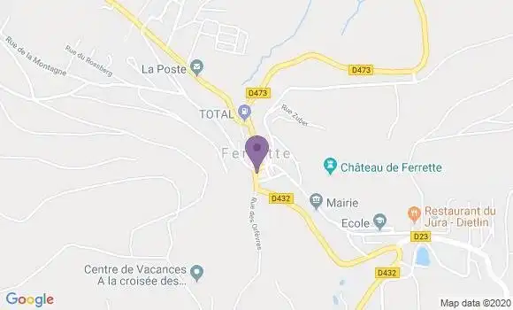 Localisation Crédit Agricole Agence de Ferrette