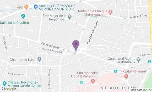Localisation Crédit Agricole Agence de Bordeaux Saint Augustin