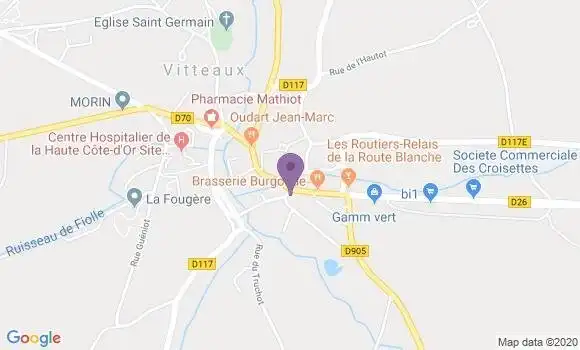 Localisation Crédit Agricole Agence de Vitteaux