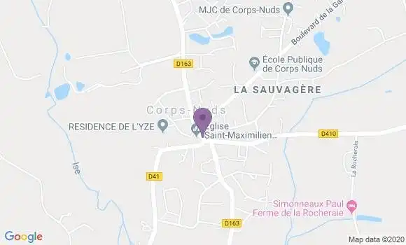 Localisation Crédit Agricole Agence de Corps Nuds