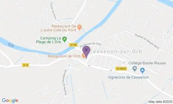 Localisation Crédit Agricole Agence de Cessenon