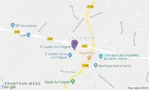 Localisation Crédit Agricole Agence de Le Folgoët