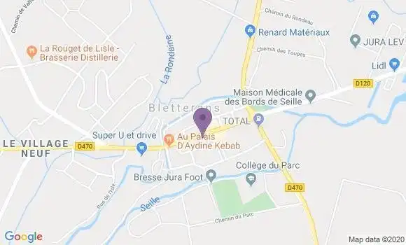 Localisation Crédit Agricole Agence de Bletterans