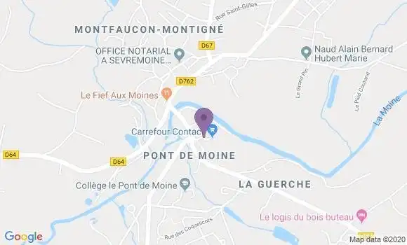 Localisation Crédit Agricole Agence de Montigné sur Moine