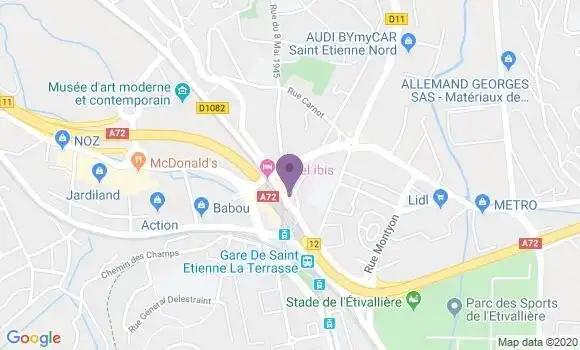 Localisation Crédit Agricole Agence de Saint Etienne la Terrasse