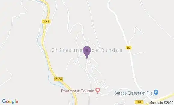 Localisation Crédit Agricole Agence de Châteauneuf de Randon
