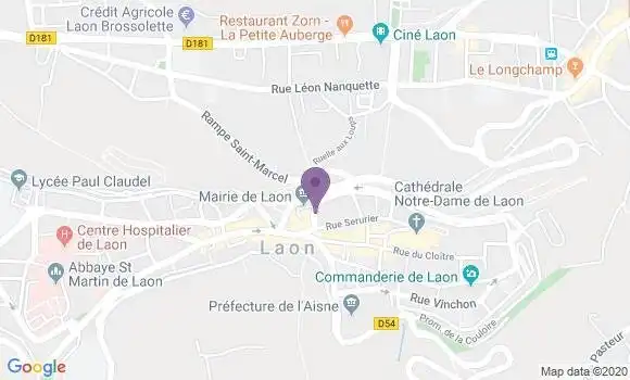 Localisation Société Générale Agence de Laon Hôtel de Ville