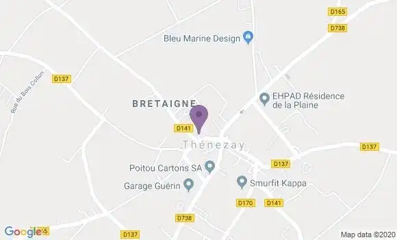 Localisation Crédit Agricole Agence de Thénezay