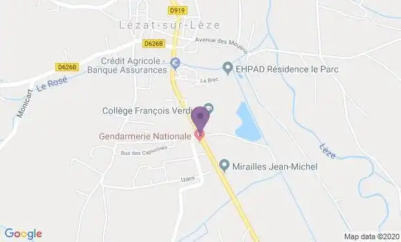 Localisation Crédit Agricole Agence de Lezat sur Lèze