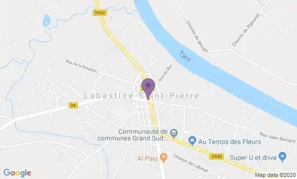 Localisation Crédit Agricole Agence de Labastide Saint Pierre