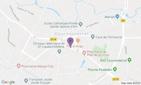 Localisation Crédit Agricole Agence de Cournonterral