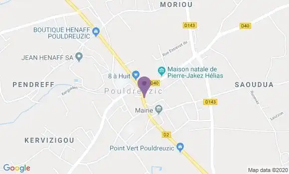 Localisation Crédit Agricole Agence de Pouldreuzic