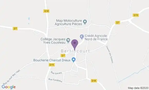 Localisation Crédit Agricole Agence de Bertincourt