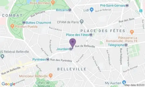 Localisation Crédit Agricole Agence de Paris Belleville