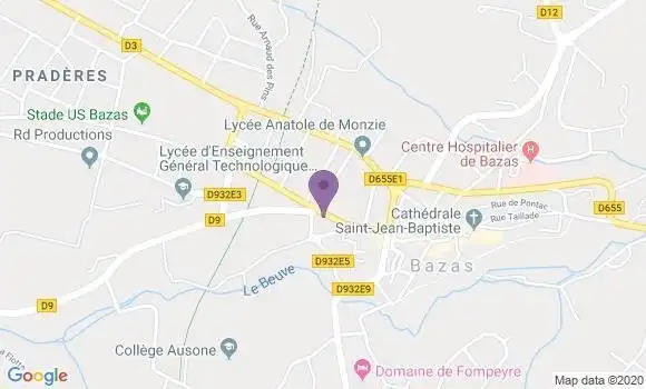 Localisation Crédit Agricole Agence de Bazas