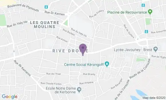 Localisation Crédit Agricole Agence de Brest Quatre Moulins
