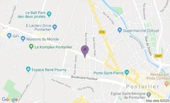Localisation Crédit Agricole Agence de Pontarlier Salins