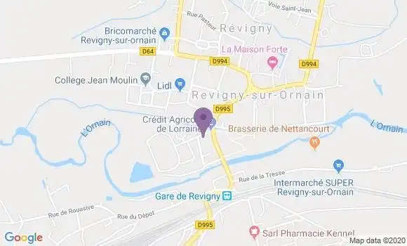 Localisation Crédit Agricole Agence de Revigny sur Ornain
