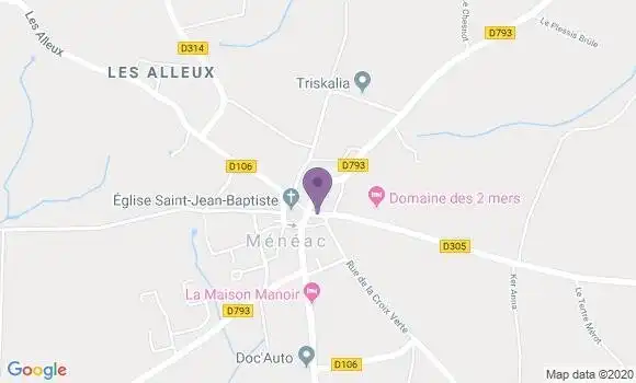 Localisation Crédit Agricole Agence de Ménéac
