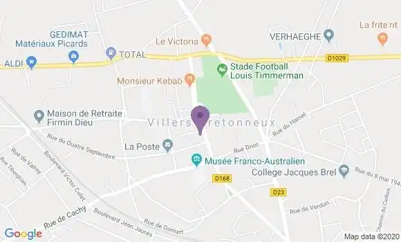Localisation Crédit Agricole Agence de Villers Bretonneux