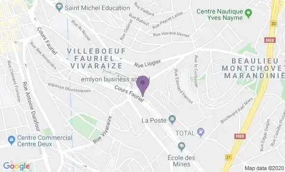 Localisation Crédit Agricole Agence de Saint Etienne Fauriel