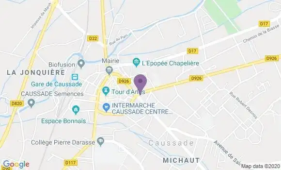 Localisation Crédit Agricole Agence de Caussade