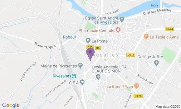 Localisation Crédit Agricole Agence de Rivesaltes