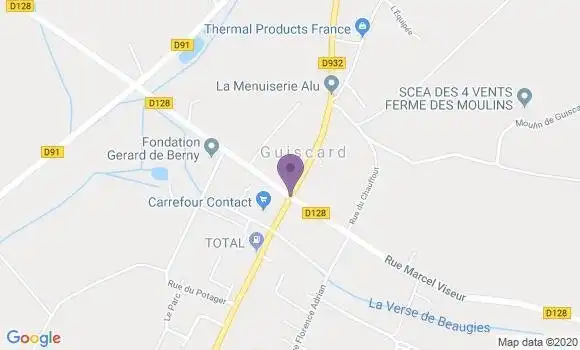 Localisation Crédit Agricole Agence de Guiscard
