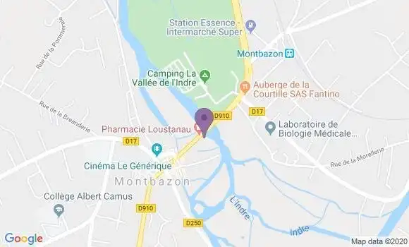 Localisation Crédit Agricole Agence de Montbazon