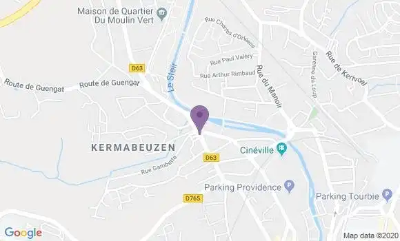 Localisation Crédit Agricole Agence de Quimper Pontigou