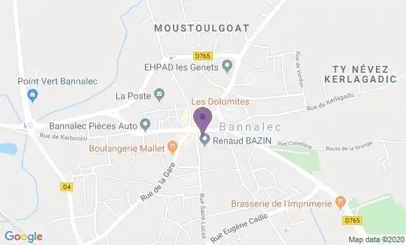 Localisation Crédit Agricole Agence de Bannalec