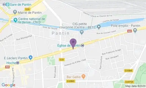 Localisation Crédit Agricole Agence de Pantin