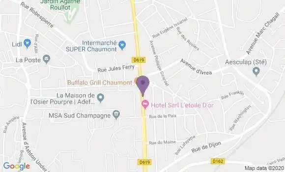 Localisation LCL Agence de Chaumont Sud