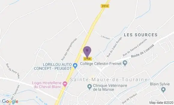 Localisation Crédit Agricole Agence de Sainte Maure de Touraine