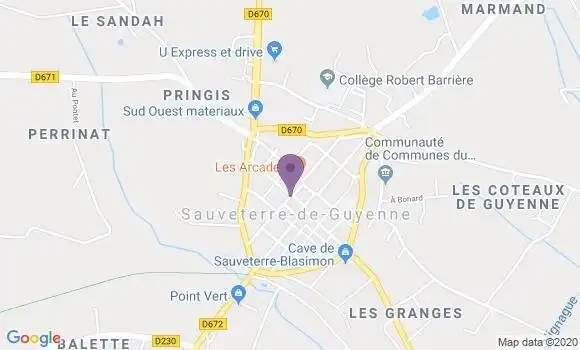 Localisation Crédit Agricole Agence de Sauveterre de Guyenne