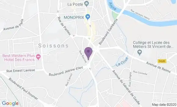 Localisation Crédit Agricole Agence de Soissons République