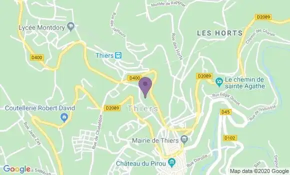 Localisation Crédit Agricole Agence de Thiers