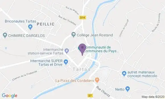 Localisation Crédit Agricole Agence de Tartas