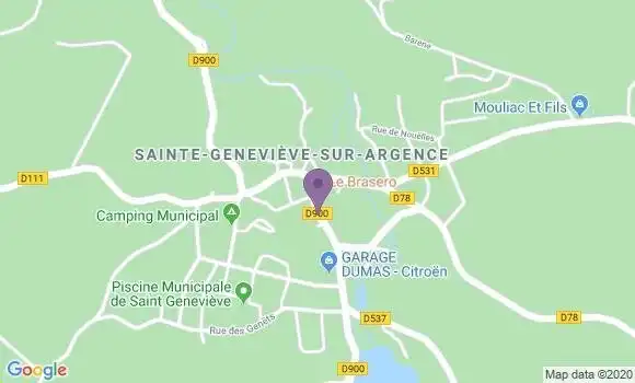 Localisation Crédit Agricole Agence de Sainte Geneviève sur Argence