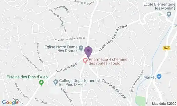 Localisation Crédit Agricole Agence de Toulon les Routes